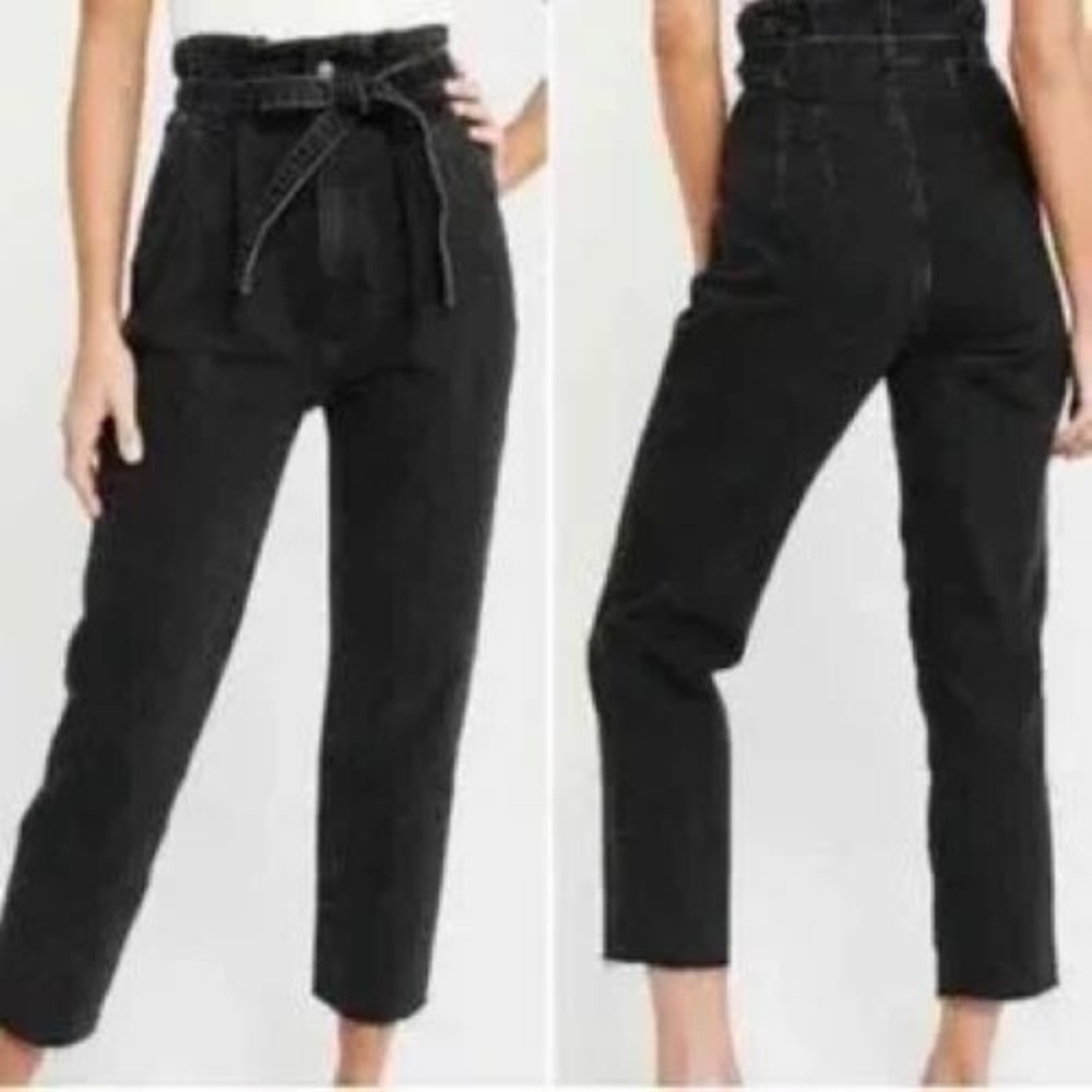 Abercrombie & Fitch Mom Trouser Jeans Cropped Paper‎ Bag High Rise Raw Hem Boho